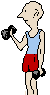 Skinny man with weights